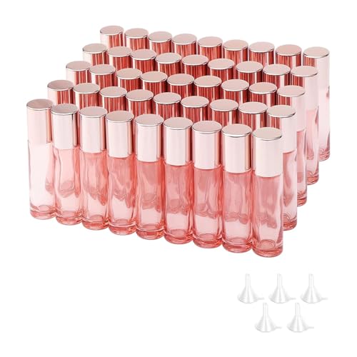 Rose Gold 10ml Essential Oil Roller Bottles - Leak-Proof Glass Vials, Refillable & Portable