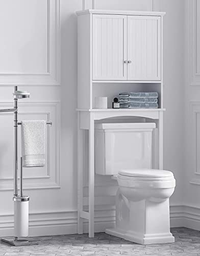 UTEX Over Toilet Storage Cabinet White with Adjustable Shelves Bathroom Organizer