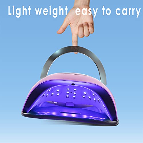 W&H UV LED Nail Lamp, 120W Faster Gel Nail Dryer Professional Curing Lamp for Fingernail and Toenail Nail Gel Polish Machine with 4 Timer Setting Touch Screen £¨Sun BQ5T£© (Pink)