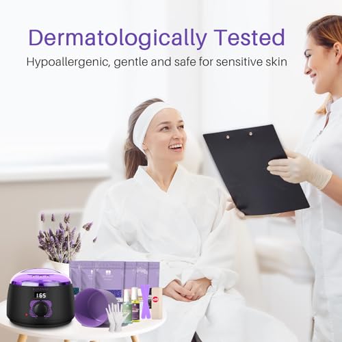BLITZWAX Waxing Kit for Women with Purple & Black Wax Warmer - Home Use