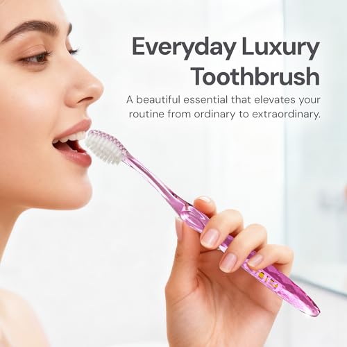 Nano-b 8-Pack Manual Toothbrushes for Adults with Sensitive Gums — Silver Bristles, Soft/Medium, Travel Case