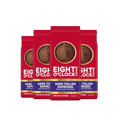 Eight O'Clock Dark Italian Espresso Ground Coffee 1.88 lb (Pack of 4) – Bold & Chocolaty