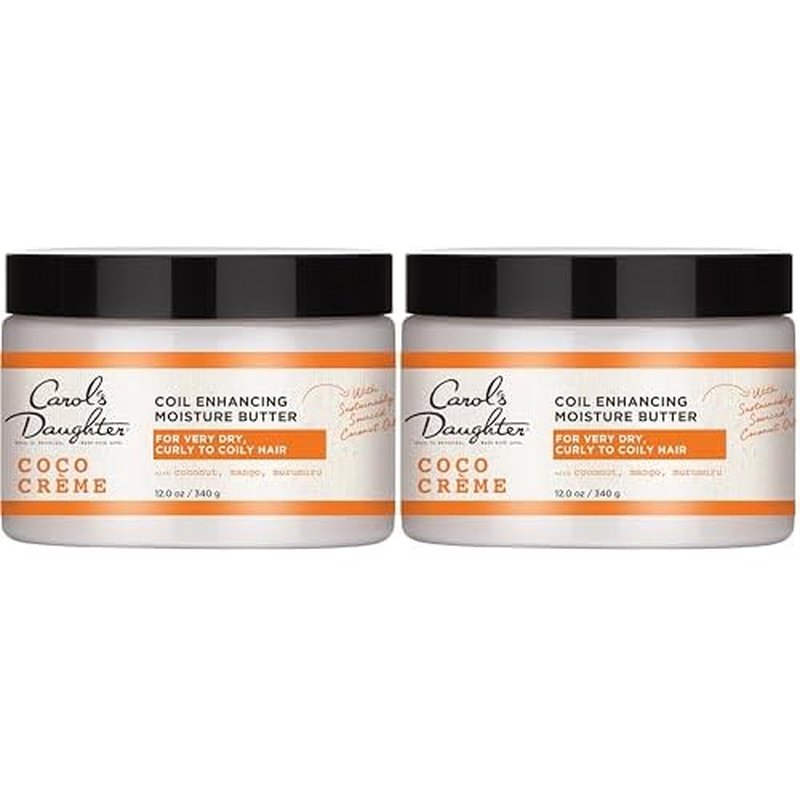 Carol's Daughter Coco Creme Coil Enhancing Moisture Butter, with Coconut Oil and Mango Butter, for Very Dry Curly Hair, Paraben and Silicone Free, 12 oz, (Pack of 2)