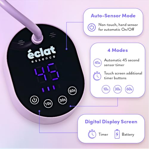 Purple Rechargeable LED Gel Nail Lamp with Auto Sensor & 4 Timers - Cordless & Portable