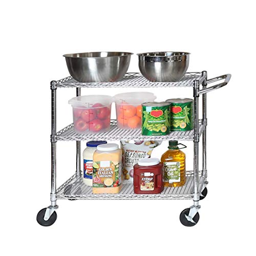 Heavy Duty Commercial Steel Utility Cart with 3 Shelves - 36 W x 18 D, NSF Certified