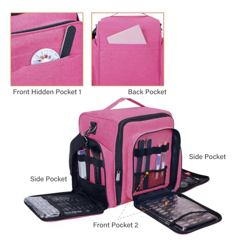 UOZL Rose Red Nail Polish Organizer Case for 60 Bottles with Detachable Bags