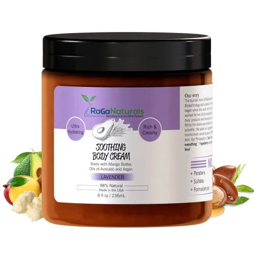 Fragrance Free and Lavender Face and Body Cream, All Natural Ultra Rich Body Butter Cream for Women, Men and Kids - 8fl oz