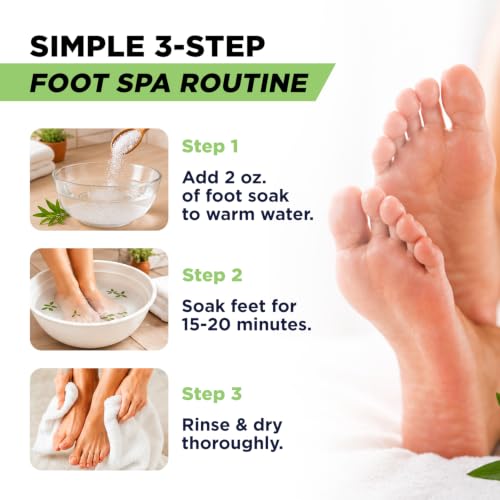 Tea Tree Oil Epsom Salt Foot Soak for Toenail Fungus & Tired Feet - 16oz Pack of 2