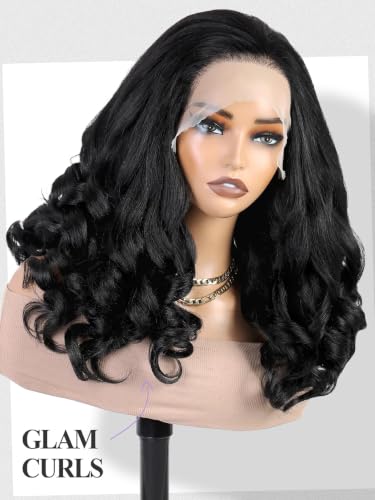 13x6 HD Lace Front Synthetic Wig with Natural Yaki Texture & Bouncy Curls