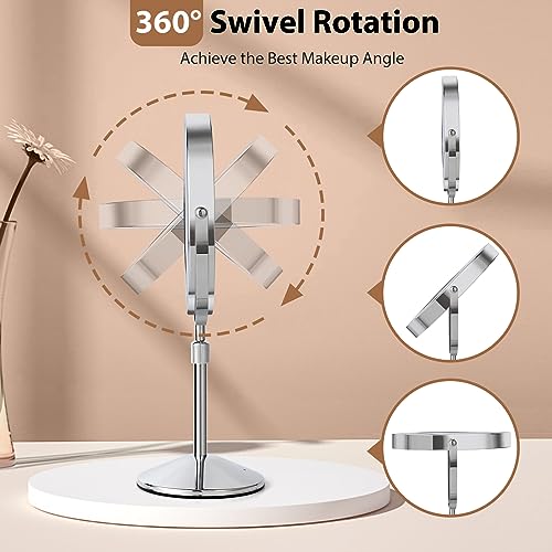 8-Inch Tall Lighted Magnifying Makeup Mirror with Adjustable Height & 17.5L x 8W
