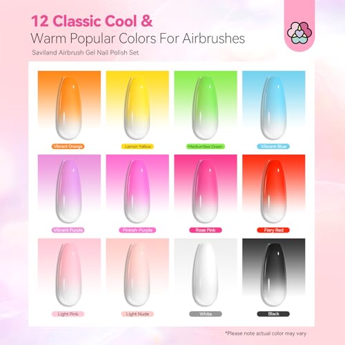 SAVILAND Airbrush Gel Nail Polish & Airbrush Cleaner Instant Cleaning