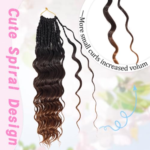 Deep Wave Crochet Hair 14 Inch Black to Brown Pre Looped 7 Packs - Short Curly Synthetic Braids