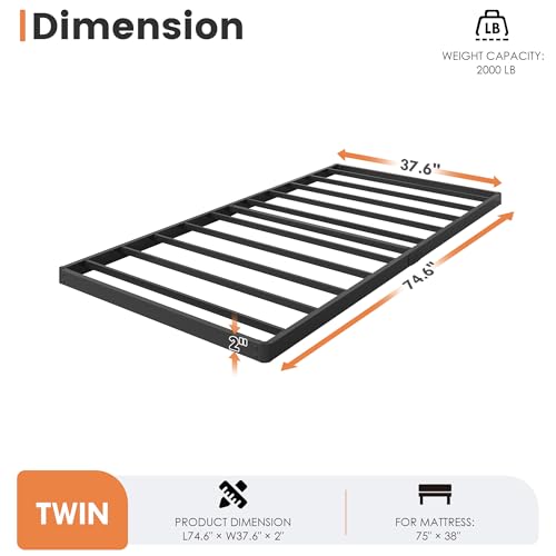 HAVONIZD Twin Box Spring 2 Inch Heavy Duty Steel Support Silent Foundation