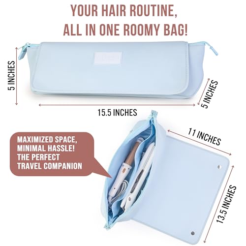 BAREFOOT CARIBOU Hair Tools Travel Bag and Heat Resistant Mat for Flat Irons, Straighteners, Curling Iron, and Haircare Accessories, 2-in-1 design, with Interior Pockets, Portable Organizer
