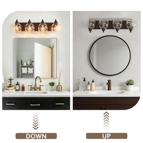 IZORRO Oil-Rubbed Bronze 4-Light Vanity Light Fixture with Clear Glass Globes