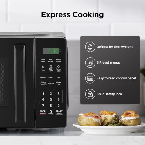 Countertop Microwave Oven 0.7 Cu Ft, 700W, Child Safety Lock, Black