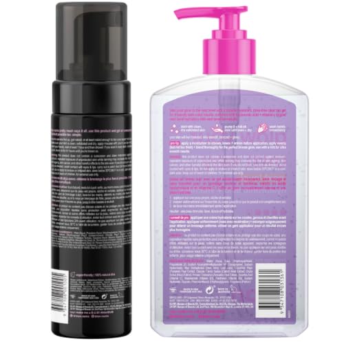 B.TAN Next Level Dark Self Tanner Kit 2-Pack - Mousse & Clear Gel with Tanning Mitt