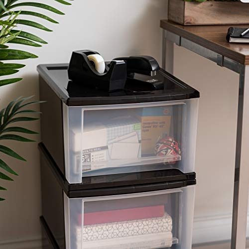 IRIS USA 17 Qt 4-Pack Medium Stackable Drawer Storage Organizer Black