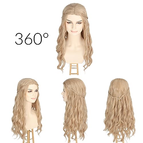 Yan Dream Princess Wig Long Blonde Wavy Hair with Braid Elf Hippie Wigs for Women Cosplay Costume Anime Party