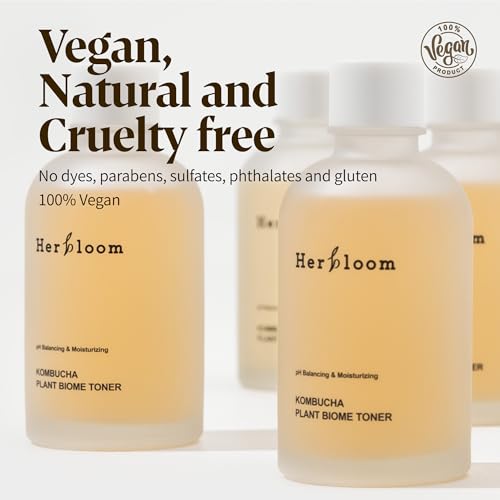 Herbloom Organic Kombucha Biome Toner - Hydrating Facial Toner with Hyaluronic Acid for Oily Skin, Vegan Korean Skincare, 5.07 fl oz