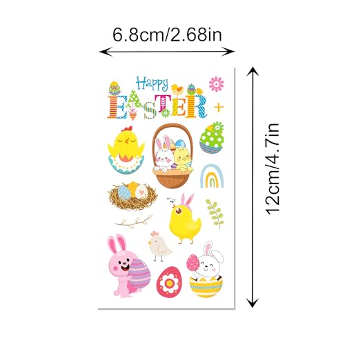 Easter Stickers Tattoos,10 Sheets Temporary Easter Egg Stickers Bunny Stickers for Kids Easter, Easter Egg Decorating Easter Egg Basket Goodie Bags Stuffers Fillers Party Supplies