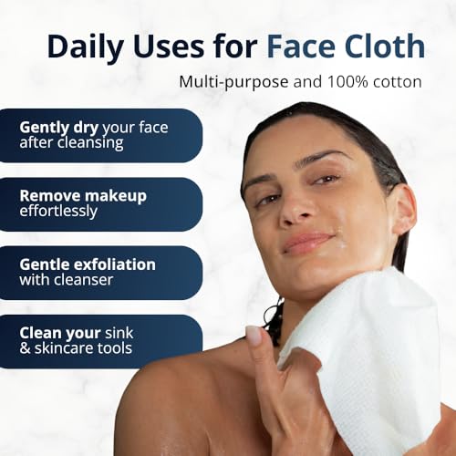 Sima - Exfoliating Face Towel + Disposable Face Cloth (100% Cotton) for Sensitive Skin - Makeup Remover