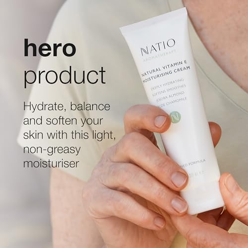 Natio Australia Aromatherapy Natural Vitamin E Moisturizing Cream, 3.4 oz - Non-Greasy Aloe Vera Face Moisturizer - Deeply Hydrating Face Cream