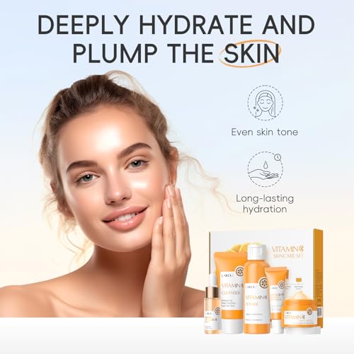 LAIKOU Vitamin C Skin Care Set for Face - 5-Piece Beginner Kit, Travel Friendly