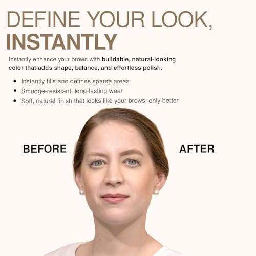 Palladio Brow Definer Retractable Pencil, Triangular Tip Fills Brows for a Natural Look, Tame and Shape Eyebrows with Spoolie Brush, Eyebrow Shaper, Buildable Light to Dark Colors, (Taupe)