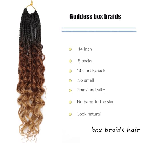 Goddess Box Braids Crochet Hair - 14 Inch, Pack of 8, Natural Black