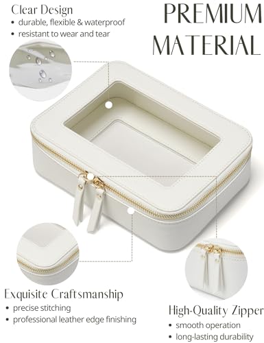 White Medium Clear Makeup Bag with Zipper - Travel Toiletry Organizer