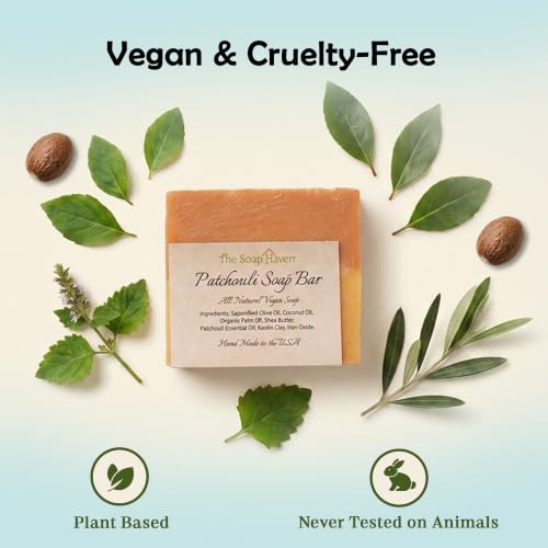Natural Patchouli Soap Bar - Handmade, 4 Large 4.5 Oz Bars, USA