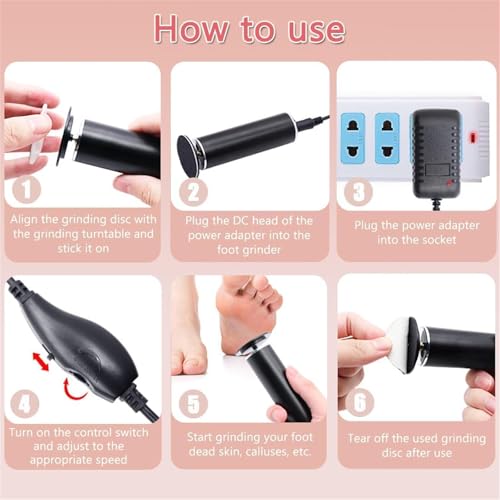 Dermawe Electric Foot Callus Remover, Dermave Foot Sander, with 60pcs Sanding Disc, Electric Foot File Adjustable Speed Callus Remover Tool, Foot Grinder Callus Remover Heavy Duty (Gold)