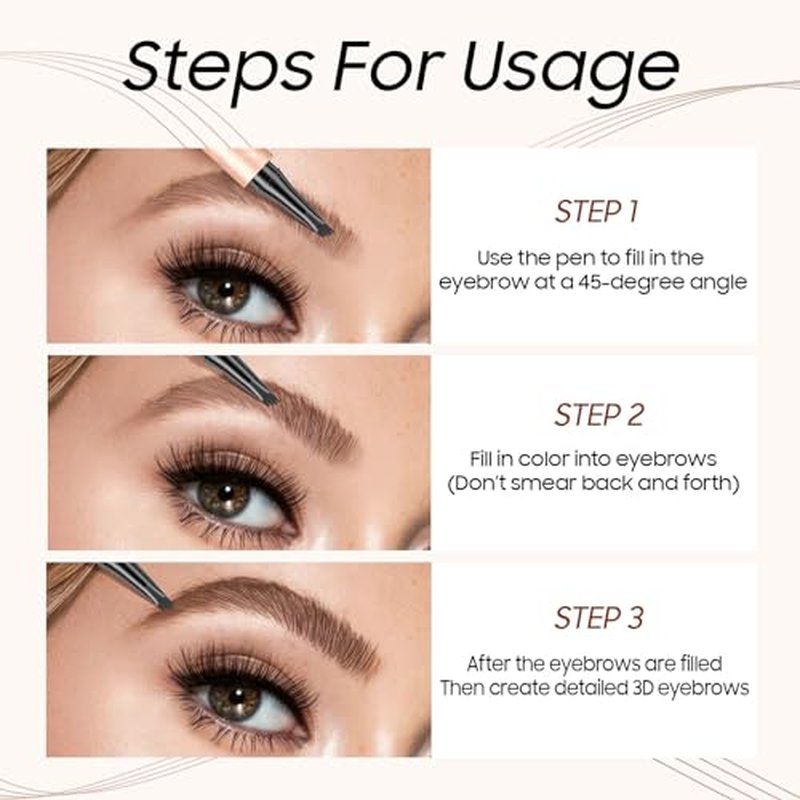 Microblading Eyebrow Pen - Eyebrow Pencils for Women, Long Lasting Waterproof Brow Pencil With Micro-Fork Tip Applicator and Stays on All Day£¬Gift for Women (2 PCS Dark Brown)