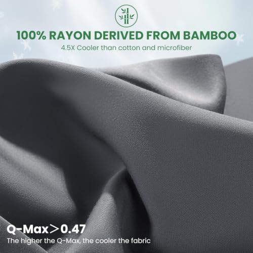 AiAngu Dark Grey King Bamboo Rayon Sheet Set - Extra Deep Pocket 4Pcs