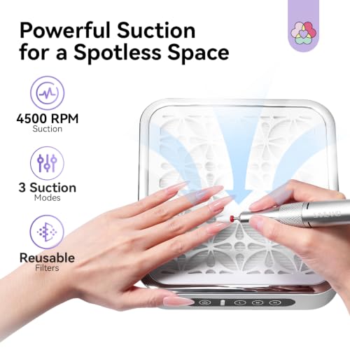SAVILAND Silver 4500RPM Professional Nail Dust Collector 48W for Acrylic & Gel Nails