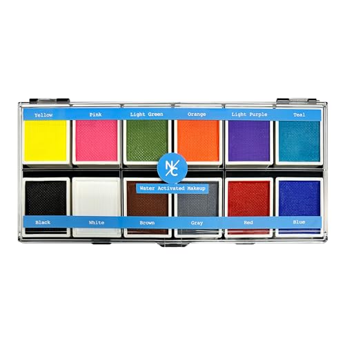 Vibrant Water-Activated Face & Body Makeup Palette - 12 Bold Colors