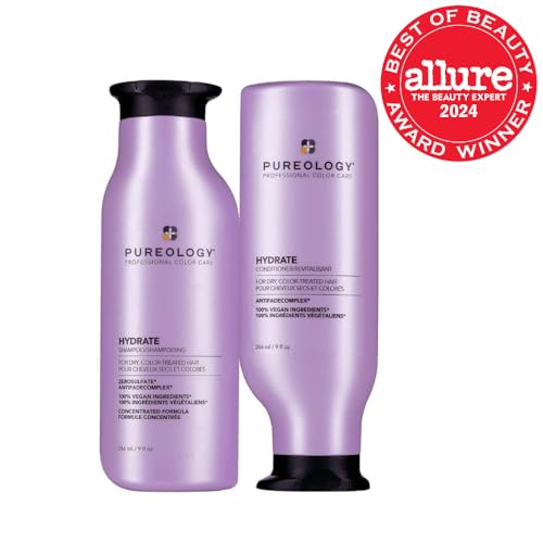 Pureology Hydrate Moisturizing Shampoo & Conditioner Set - 9 Fl Oz Pack of 2 for Dry & Color-Treated Hair