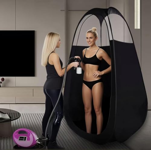 Black Large Spray Tan Tent Kit Portable Self Tanning Booth with Carry Bag Waterproof Floor
