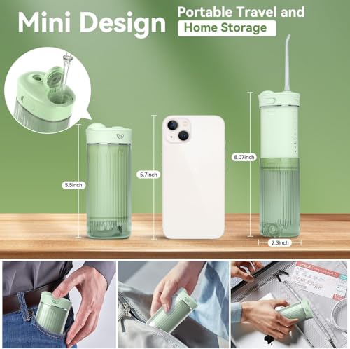 JTF Portable Water Flosser for Travel - Green | Compact & 50% Smaller