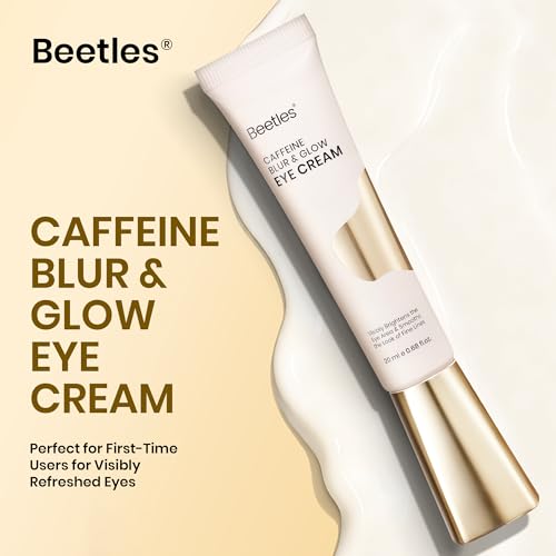 Beetles Caffeine Eye Cream with Retinol, Blur & Glow Under Eye Cream for Dark Circles & Puffiness, Help Improve the Look of Fine Lines, Brighten Eyes Care with Cooling Metal Tip, 0.68 fl oz (20 ml)