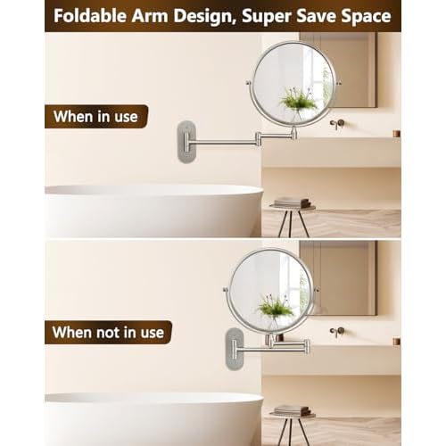 DECLUTTR 9 Inch Wall Mounted Makeup Mirror, 15X Magnification Double Sided Swivel Extendable Bathroom Mirror