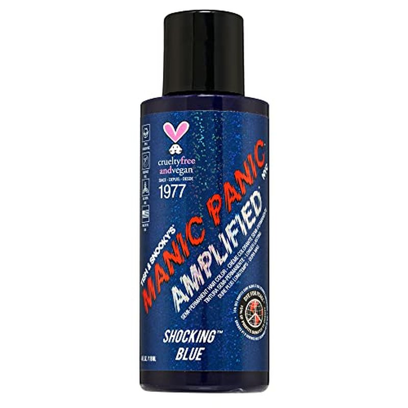 MANIC PANIC Shocking Blue Semi-Permanent Hair Dye - Amplified with Purple Undertones for All Hair Shades - Vegan, PPD & Ammonia-Free Coloring for Women & Men