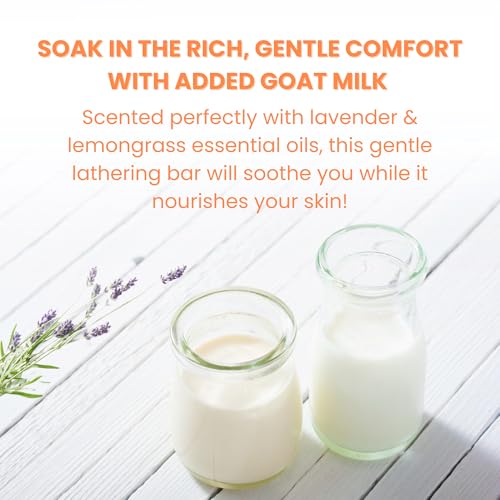 Real American Soap with Goat Milk, Lavender & Lemongrass (3 Pack) ? Long-Lasting, Moisturizing Natural Bar Soap with Grass Fed-Tallow, Gentle Conditioning Lard, & Coconut Oil ? Daily Use