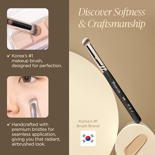 Piccasso Large Angled Concealer Brush for Under-Eye & Spot Coverage - Soft Synthetic Bristles, Korean Makeup Tool
