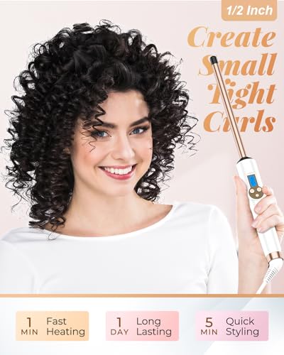 Hoson 1/2 Inch Curling Wand Iron with Long Ceramic Barrel No Clamp - Dual Voltage