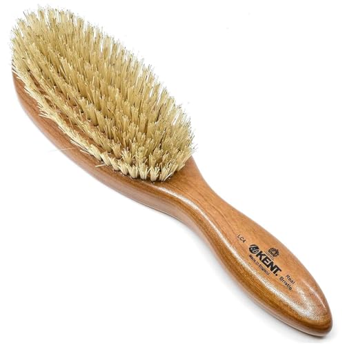 Kent LC4 Finest Detangler Hairbrush with Boar Bristles & Cherrywood Handle - Model LC4