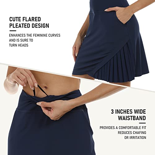 X-Large Women's 20 Inch Knee Length Golf Skorts with 4 Pockets - Navy Summer Athletic Skirt