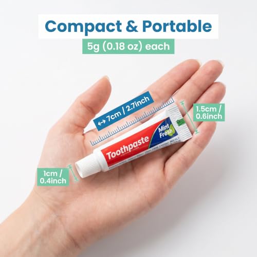 Mini Travel Toothpaste 100 Pack - 5g Individually Sealed Bulk Set for On-the-Go