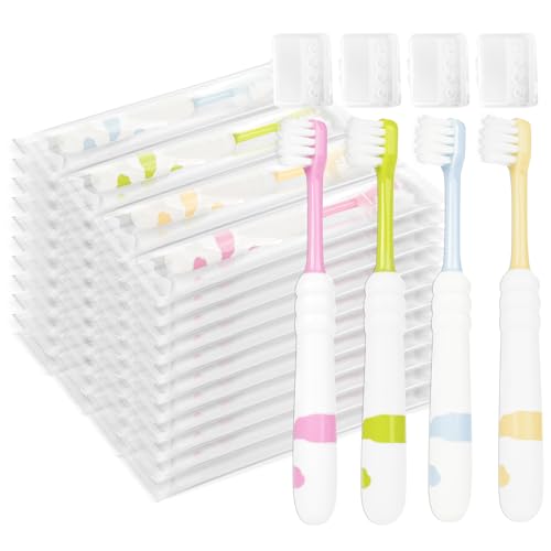 Disposable Kids Toothbrushes Set - 4 Colors, Soft Bristles, Individually Wrapped, 100 Pack for Travel & Family Use